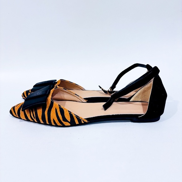 Pointed-toe tiger print flats with black satin bow | Size 40 * - Picture 4 of 7